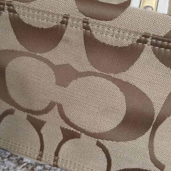 Coach Signature Canvas Satchel Bag Brown Beige Pre-Owned Purse - Picture 4 of 14